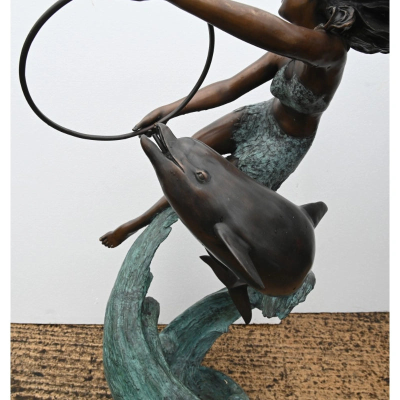 Canonbury Antiques Art Nouveau Bronze Fountain Dolphin Girl Garden Casting