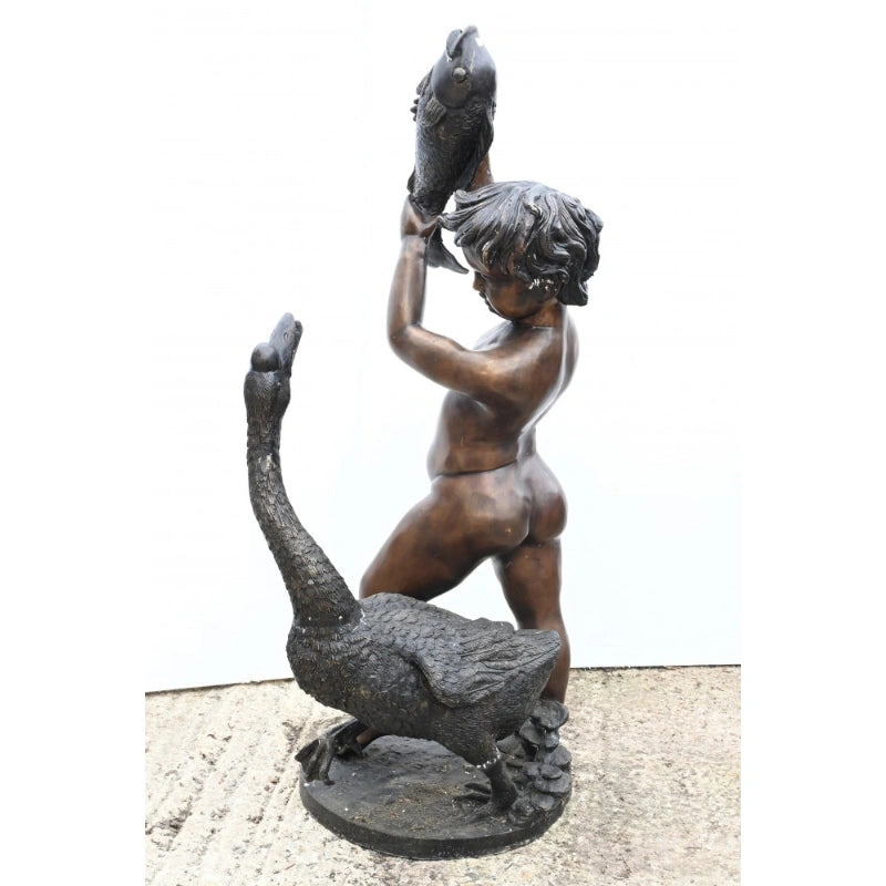 Canonbury Antiques Classical Bronze Cherub Fountain Fish Geese Garden Statue