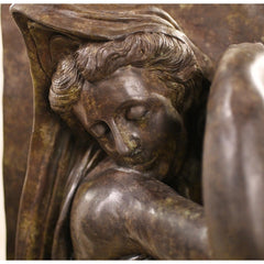 Canonbury Antiques Pair XL Bronze Fountains - Italian Maiden Statues Garden Plaques