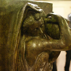 Canonbury Antiques Pair XL Bronze Fountains - Italian Maiden Statues Garden Plaques