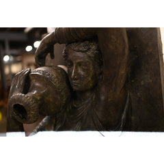 Canonbury Antiques Pair XL Bronze Fountains - Italian Maiden Statues Garden Plaques