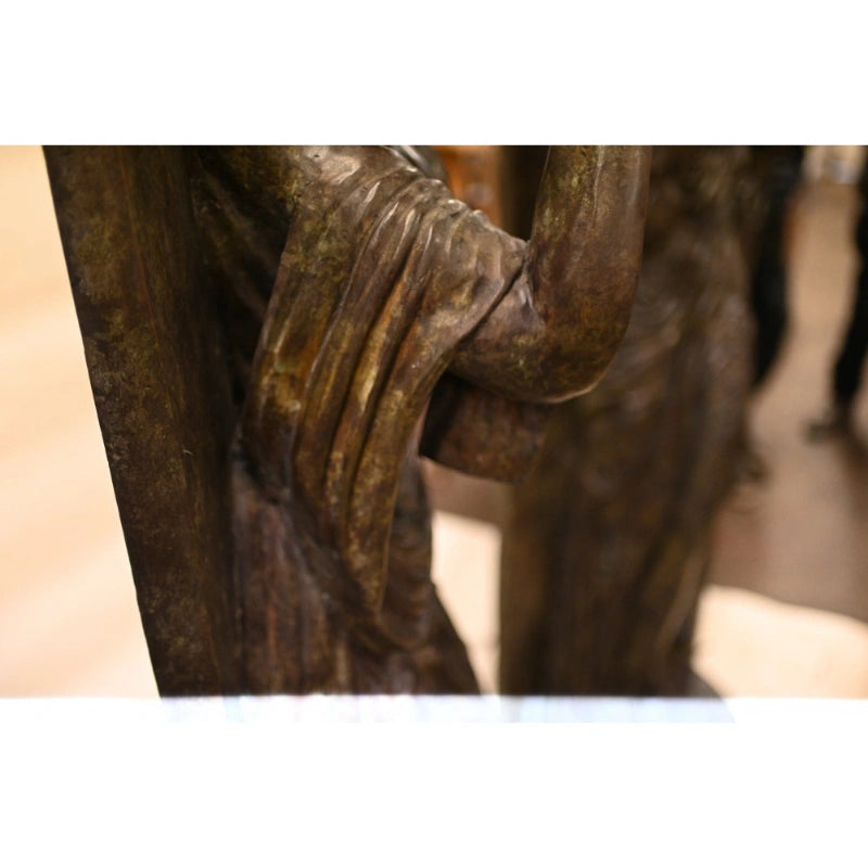 Canonbury Antiques Pair XL Bronze Fountains - Italian Maiden Statues Garden Plaques