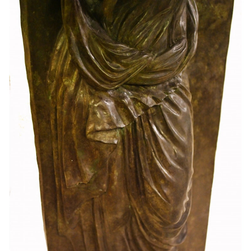 Canonbury Antiques Pair XL Bronze Fountains - Italian Maiden Statues Garden Plaques