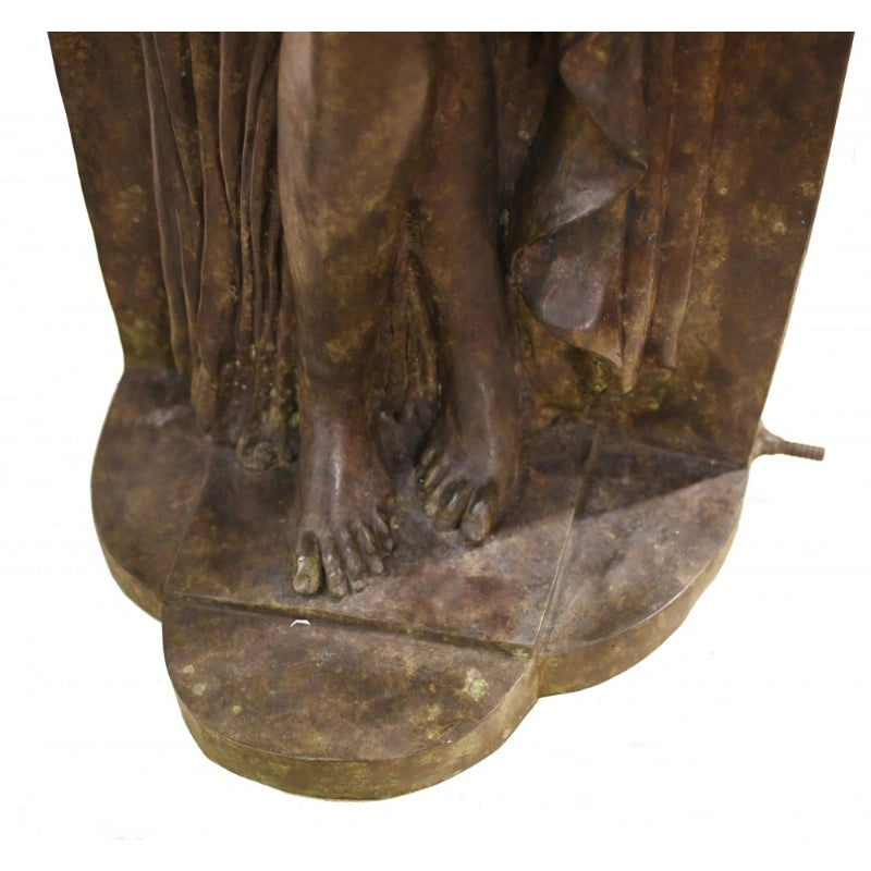 Canonbury Antiques Pair XL Bronze Fountains - Italian Maiden Statues Garden Plaques