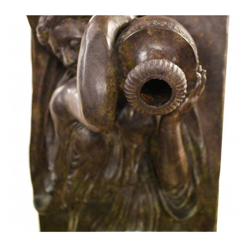 Canonbury Antiques Pair XL Bronze Fountains - Italian Maiden Statues Garden Plaques