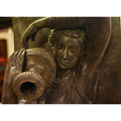 Canonbury Antiques Pair XL Bronze Fountains - Italian Maiden Statues Garden Plaques