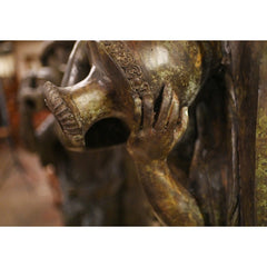 Canonbury Antiques Pair XL Bronze Fountains - Italian Maiden Statues Garden Plaques