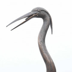 Canonbury Antiques Pair XL Japanese Bronze Cranes Garden Fountain Bird Statue Heron