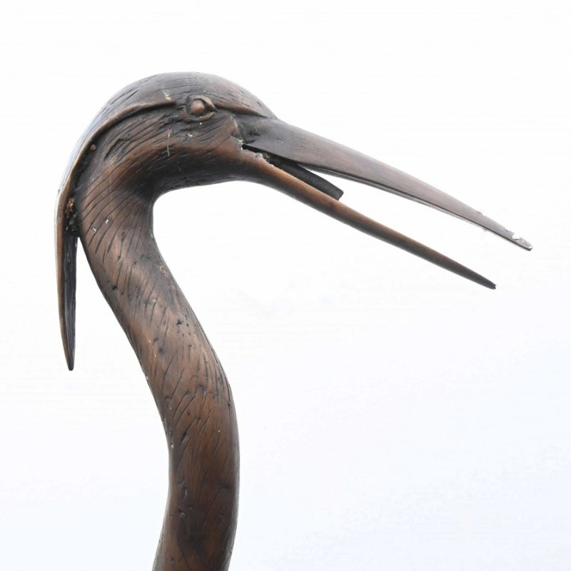 Canonbury Antiques Pair XL Japanese Bronze Cranes Garden Fountain Bird Statue Heron