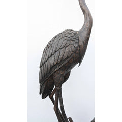 Canonbury Antiques Pair XL Japanese Bronze Cranes Garden Fountain Bird Statue Heron