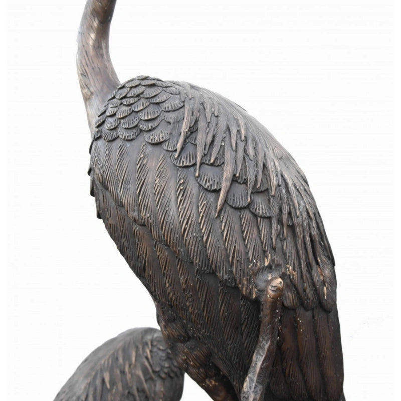 Canonbury Antiques Pair XL Japanese Bronze Cranes Garden Fountain Bird Statue Heron
