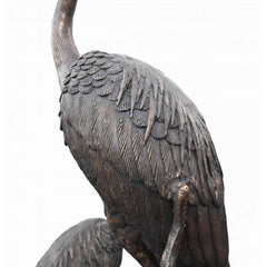 Canonbury Antiques Pair XL Japanese Bronze Cranes Garden Fountain Bird Statue Heron