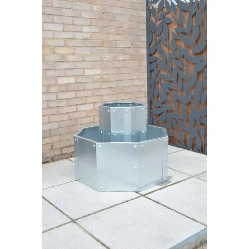 Octagonal Two Tier Raised Bed / Galvanised Planter Set