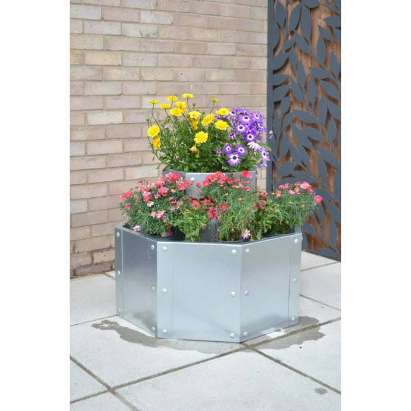 Octagonal Two Tier Raised Bed / Galvanised Planter Set