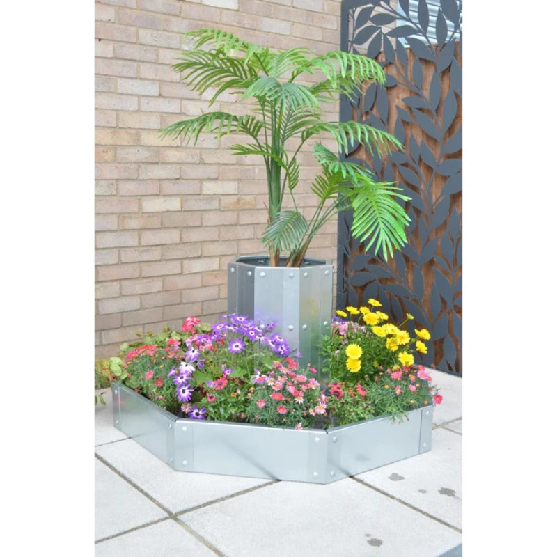 Octagonal Two Tier Raised Bed / Galvanised Planter Set (Lower / Inner)