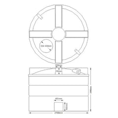 10000 Litre Water Tank Blue - Potable