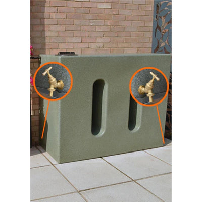 1000 Litre Water Butt V1 - Green Marble - Double Outlet