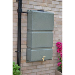 100 Litre Wall Mounted Water Butt with Tap & Diverter - Green Marble