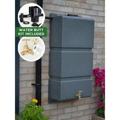 100 Litre Wall Mounted Water Butt with Tap & Diverter - Millstone