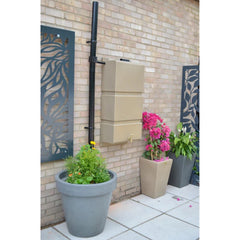 100 Litre Wall Mounted Water Butt with Tap & Diverter - Sandstone