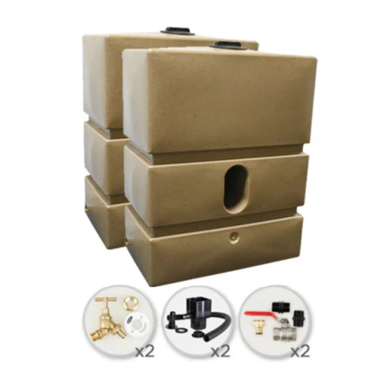 1200 Litre Water Butt Twin Pack Solo - Sandstone