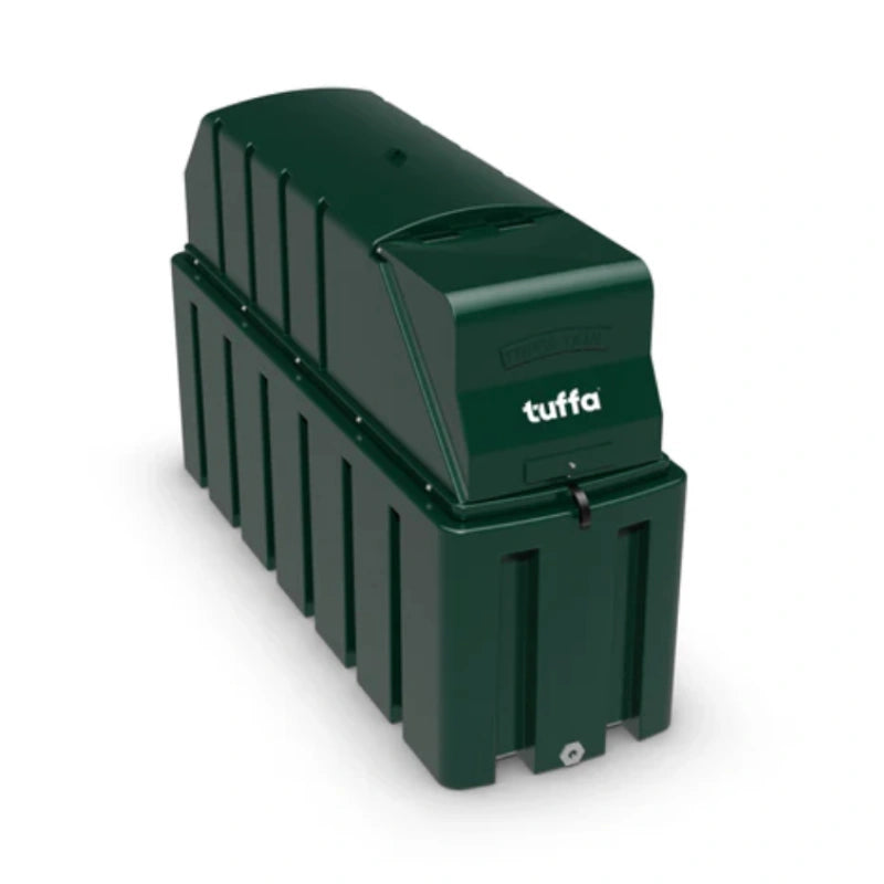 1350 Litre Plastic Bunded Heating Oil Tank 1'' Bottom Outlet - Clock Gauge, Tank Pack