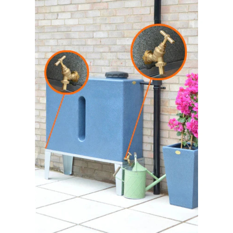 250 Litre Slimline Water Butt in Blue Marble - Double Outlet