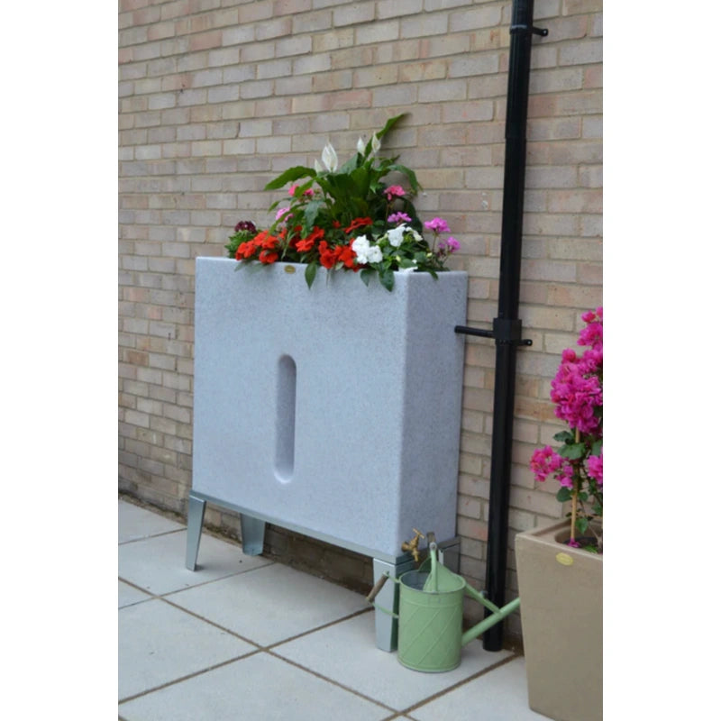 250 Litre Water Butt Planter - White Marble