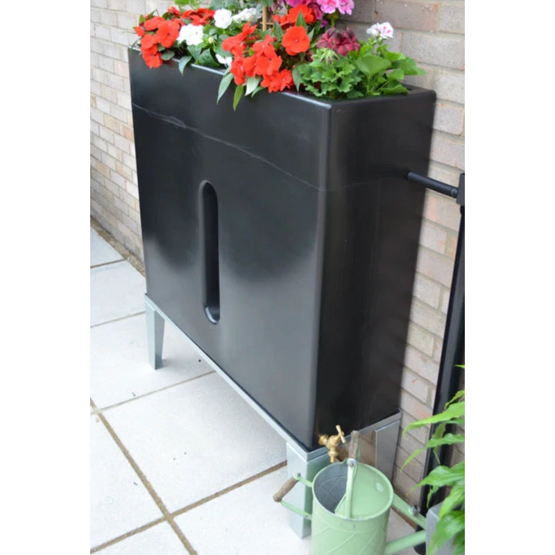250 Litre Water Butt Planter Black