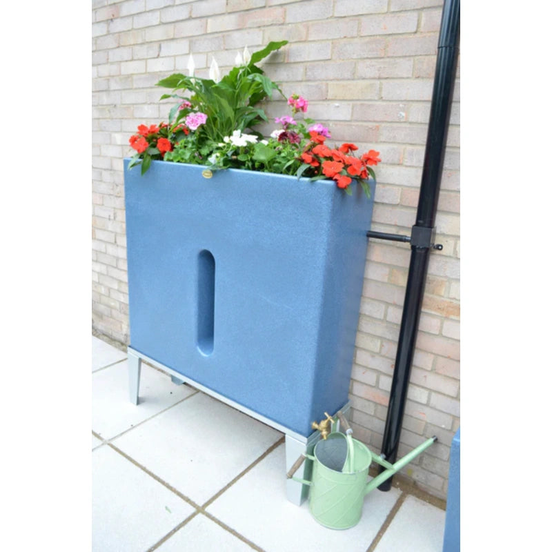 250 Litre Water Butt Planter Blue Marble