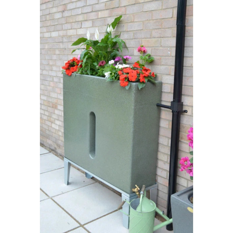 250 Litre Water Butt Planter Green Marble