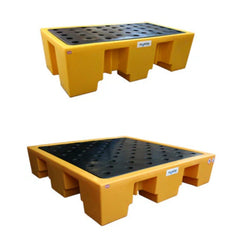 2 and 4 Drum Plastic Spill Pallets - with PE Grid