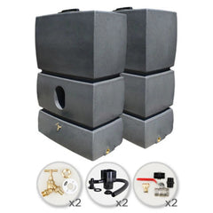 2 x 1500L Water Butt Twin Solo Pack - Millstone