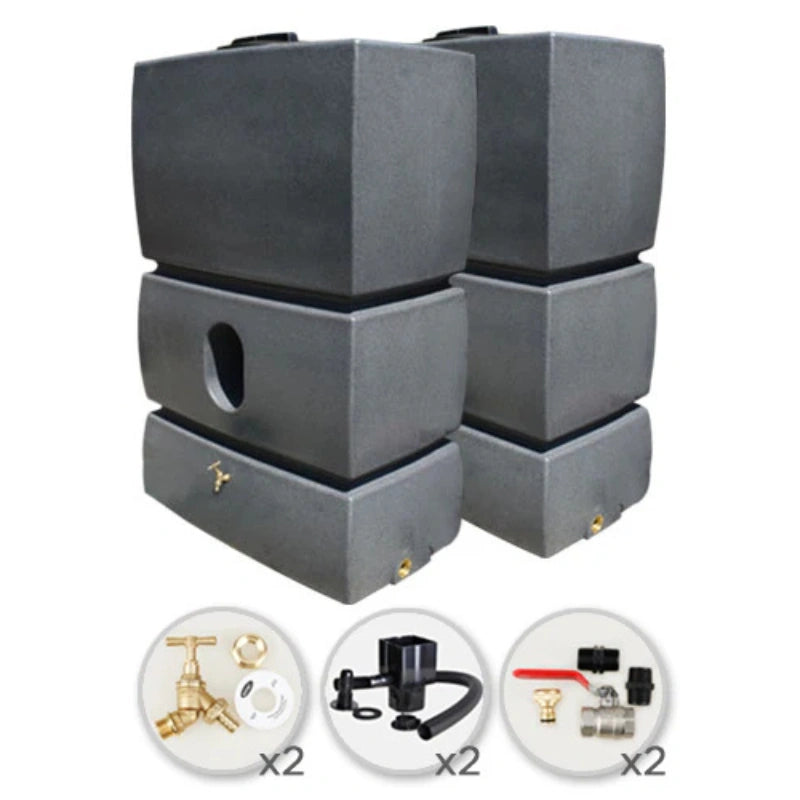 2 x 1500L Water Butt Twin Solo Pack - Millstone