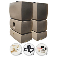 2 x 1500L Water Butt Twin Solo Pack - Sandstone