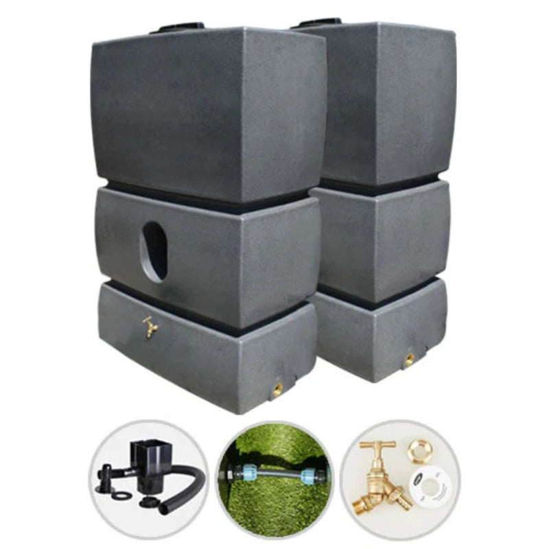 2 x 1500 Litre Water Butt Twin Pack Linked