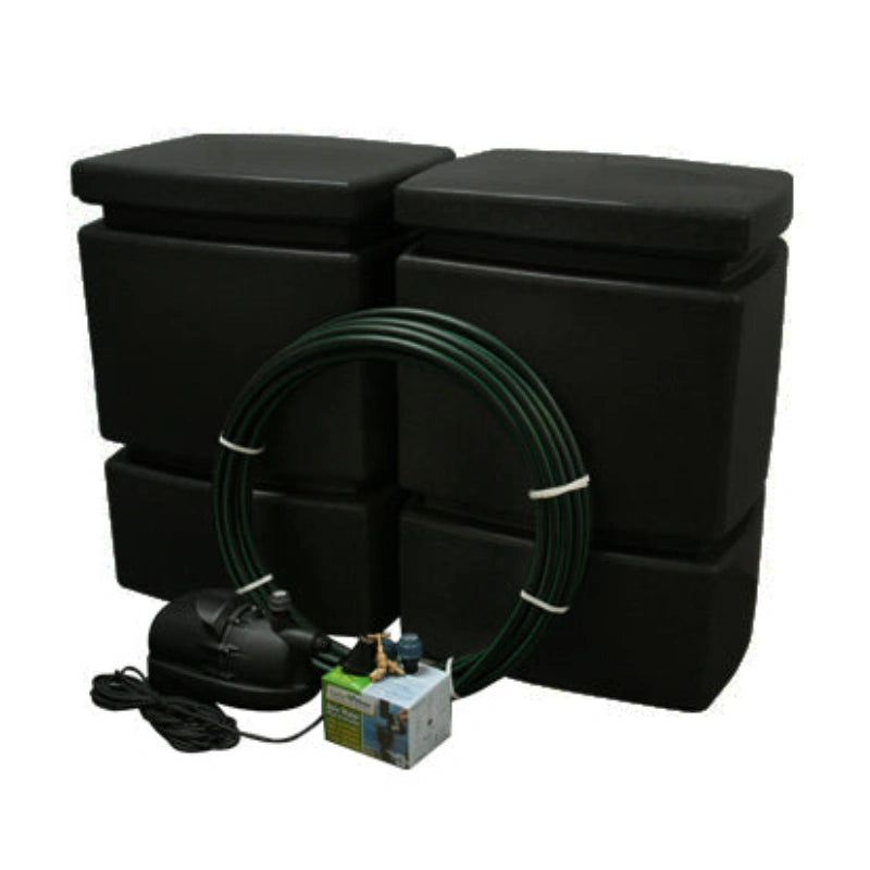 2 x 525 Litre EasyConnect Rainwater Harvesting System - Black