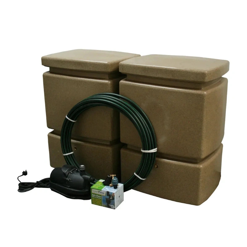 2 x 525 Litre EasyConnect Rainwater Harvesting System Sandstone