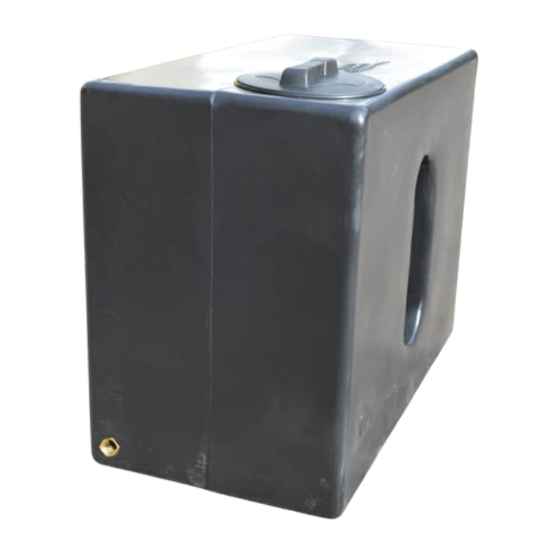 350 Litre Square Water Butt V1 - Black - Double Outlet