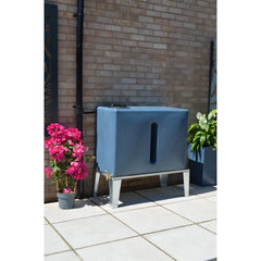 350 Litre Square Water Butt V1 - Blue Marble - Double Outlet