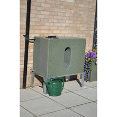 350 Litre Square Water Butt V1 - Green Marble - Double Outlet