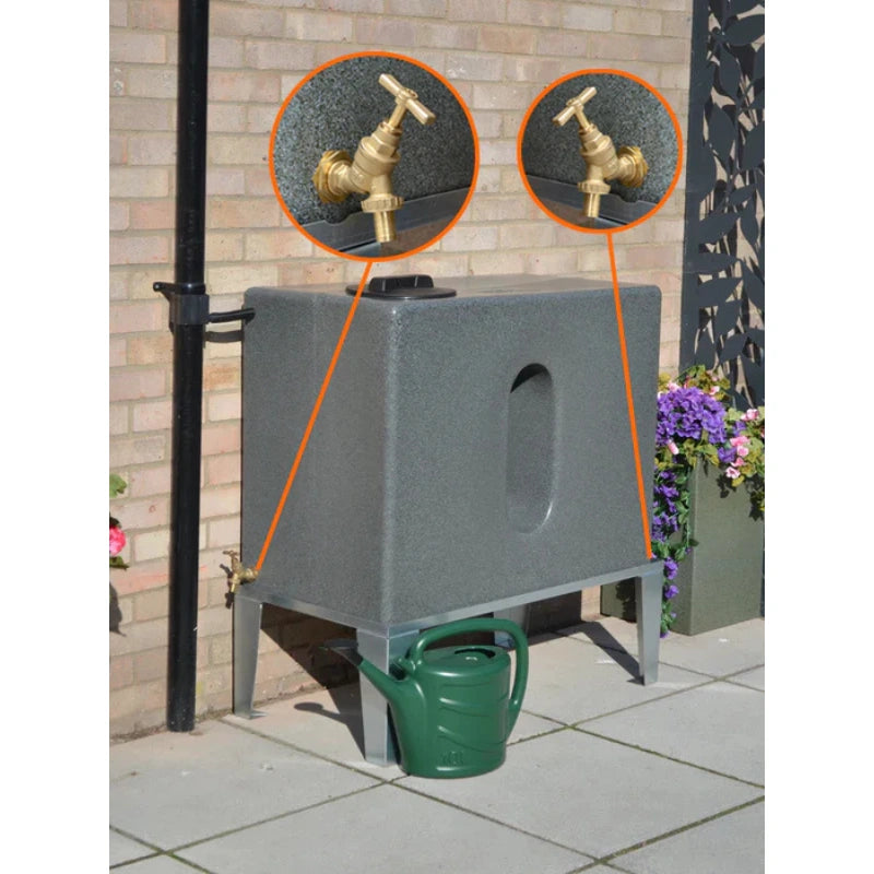 350 Litre Square Water Butt V1 - Millstone - Double Outlet