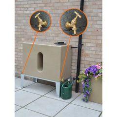 350 Litre Square Water Butt V1 - Sandstone - Double Outlet