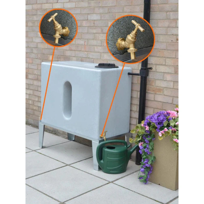 350 Litre Square Water Butt V1 - White Marble - Double Outlet
