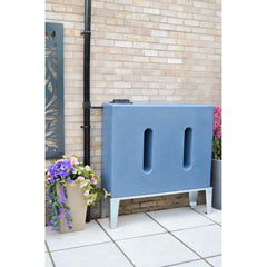 400 Litre Slimline Water Butt in Blue Marble - Double Outlet