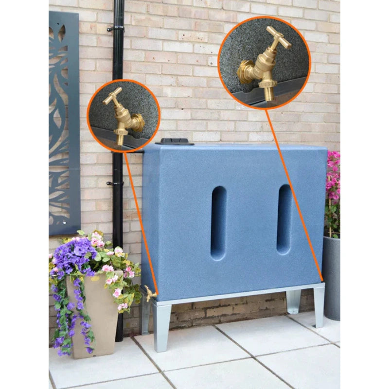400 Litre Slimline Water Butt in Blue Marble - Double Outlet
