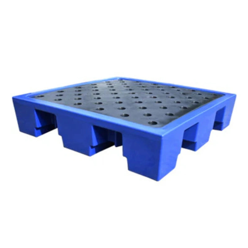 4 Drum Plastic Spill Pallet - PE Grid in Blue