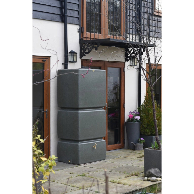 825 Litre Pillar Water Butt Rainwater Tank in Green Marble