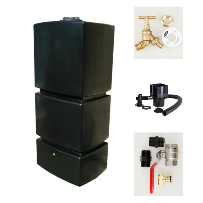 825 Litre Water Butt Kit Black - C/W Tap Kit, Diverter & Shut Off Valve