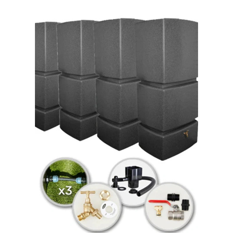 825 Litre Water Butt Quad Pack Linked - Millstone